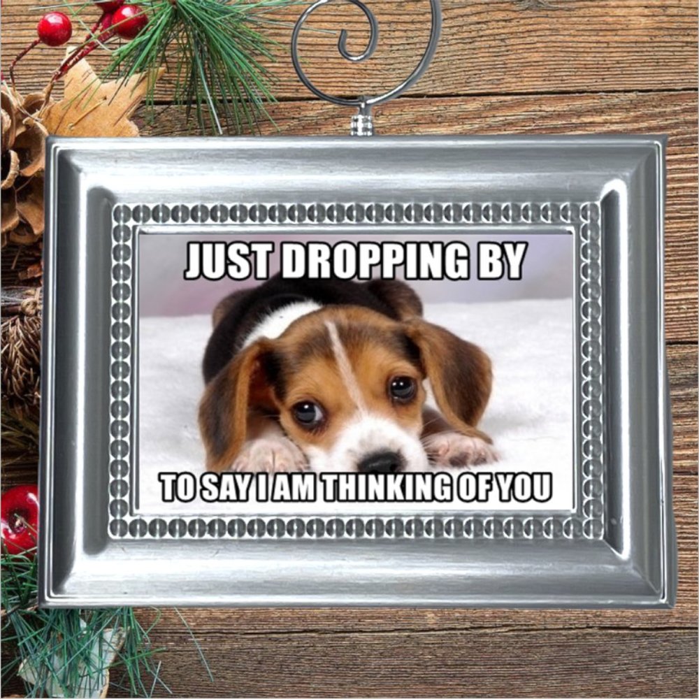 Beagle Puppy Dog Adorable I AM THINKING OF YOU‎ Christmas Tree Ornament